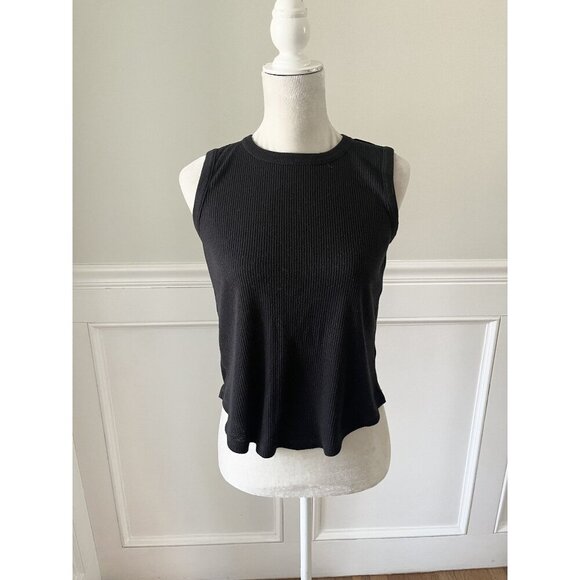 P.J. Salvage XS Black Ribbed Relaxed Fit Tank Top - Picture 1 of 4